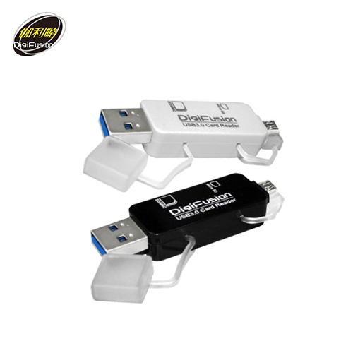 伽利略 USB3.0 Micro USB/USB 雙介面 OTG 讀卡機(RU055B) 黑
