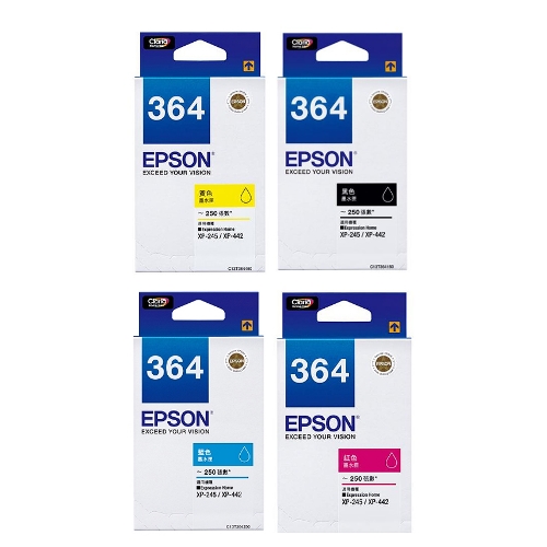 EPSON T364 標準型墨水匣一組4色 (黑色+黃色+紅色+藍色)