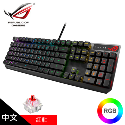 【ASUS 華碩】ROG Strix Scope RX RGB 光學機械鍵盤 紅軸