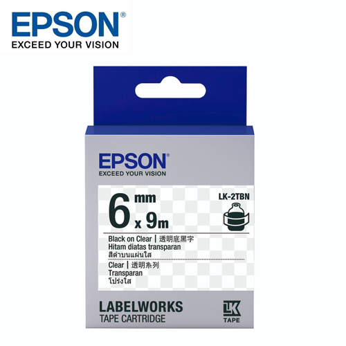 【EPSON】LK-2TBN S652404 標籤帶(透明系列)透明底黑字6mm