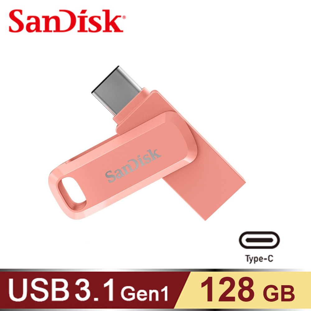 【SanDisk】Ultra Go USB Type-C 雙用隨身碟 128GB 蜜桃橘