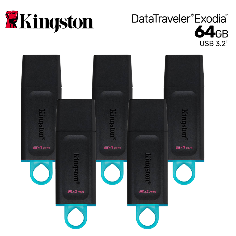 【Kingston 金士頓】DataTraveler Exodia USB3.2 64GB 隨身碟-5入