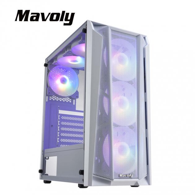 【Mavoly 松聖】荔枝 USB3.0 電腦機殼 玻璃透側機箱 白色