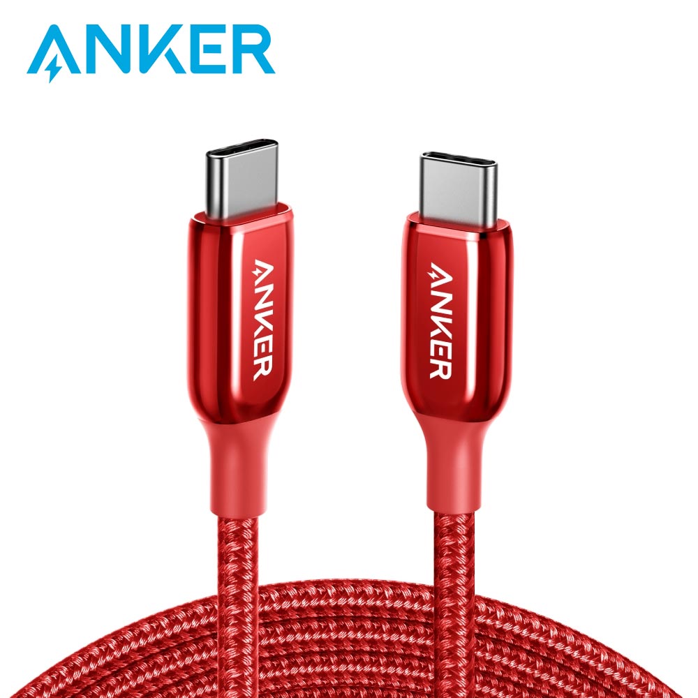 【ANKER】A8863 USB-C to USB-C 快充線-1.8M/紅