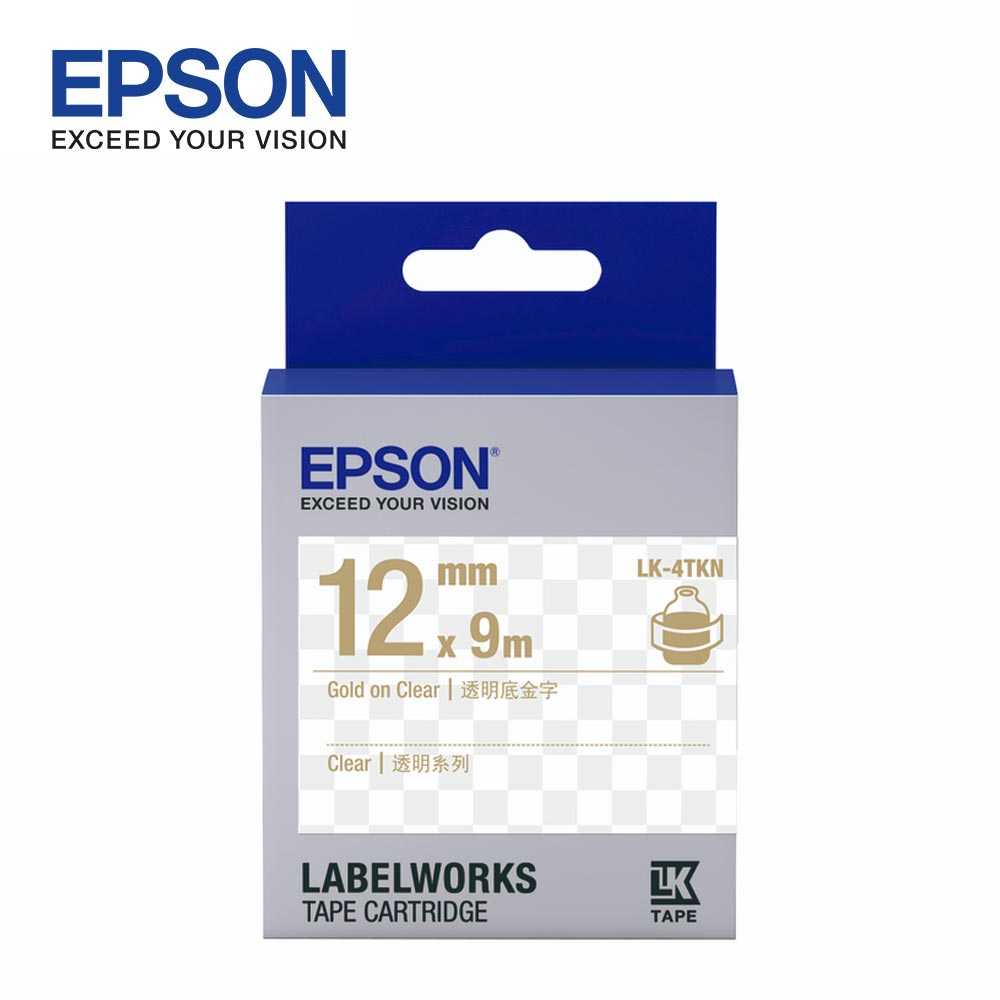 【EPSON】標籤帶 LK-4TKN [透明系列]透明底金字 12mm