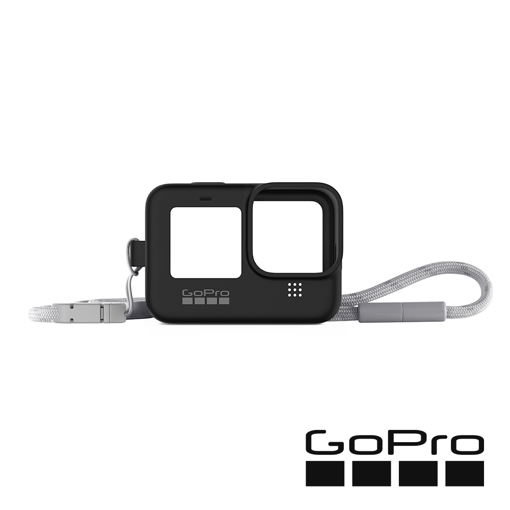 【GoPro】HERO9/10/11 Black 專用矽膠護套+繫繩 子夜黑