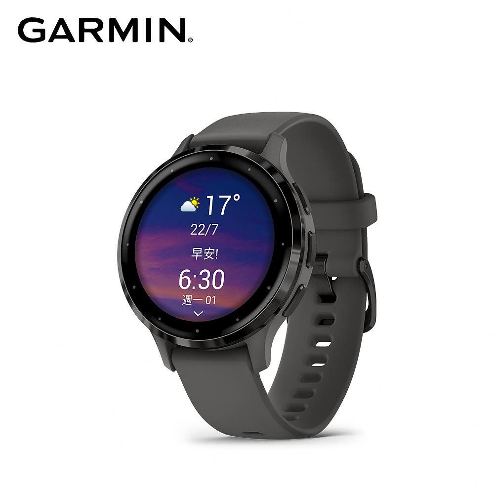 【GARMIN】VENU 3S GPS 智慧腕錶 夜森林灰