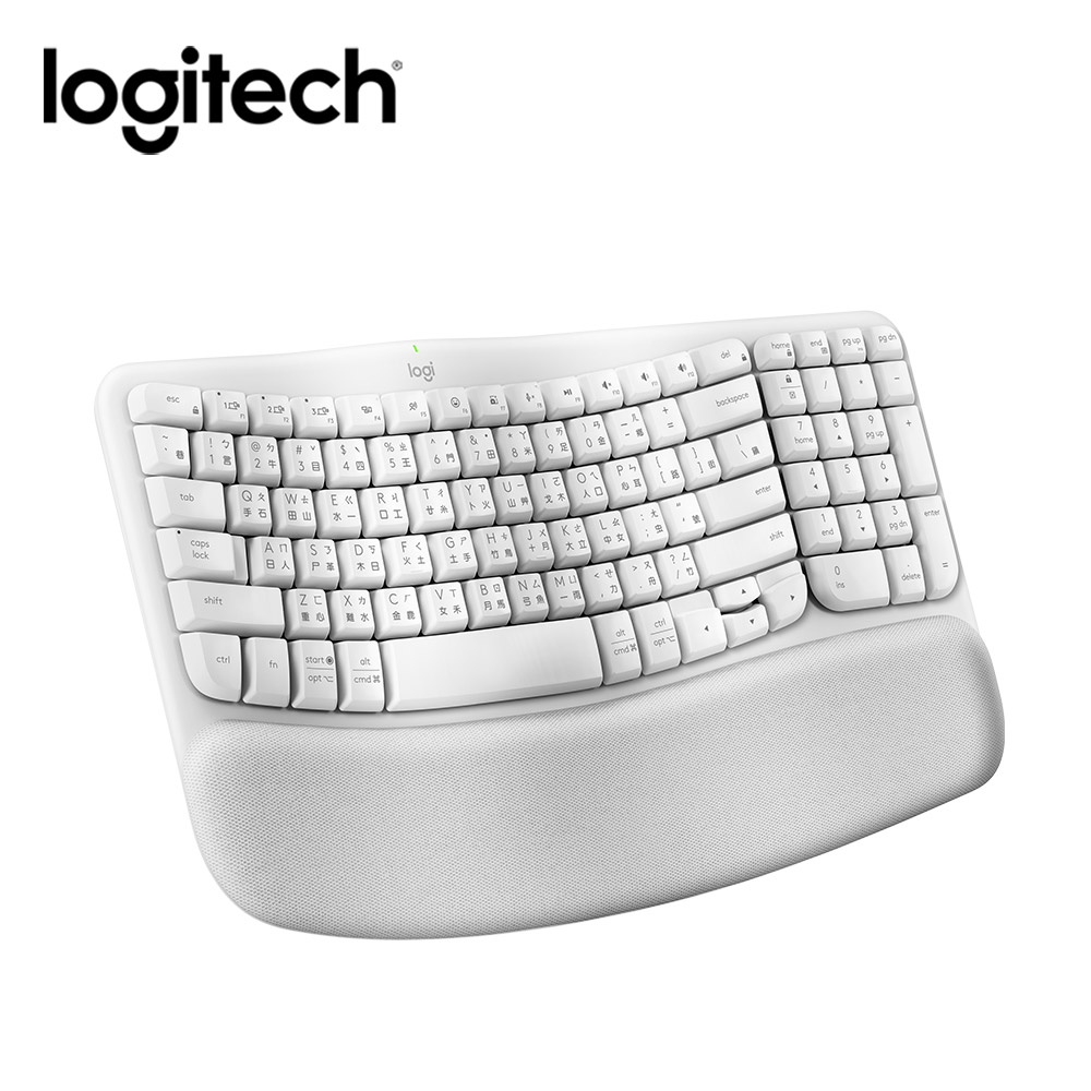 【Logitech 羅技】Wave Keys 人體工學無線鍵盤 珍珠白