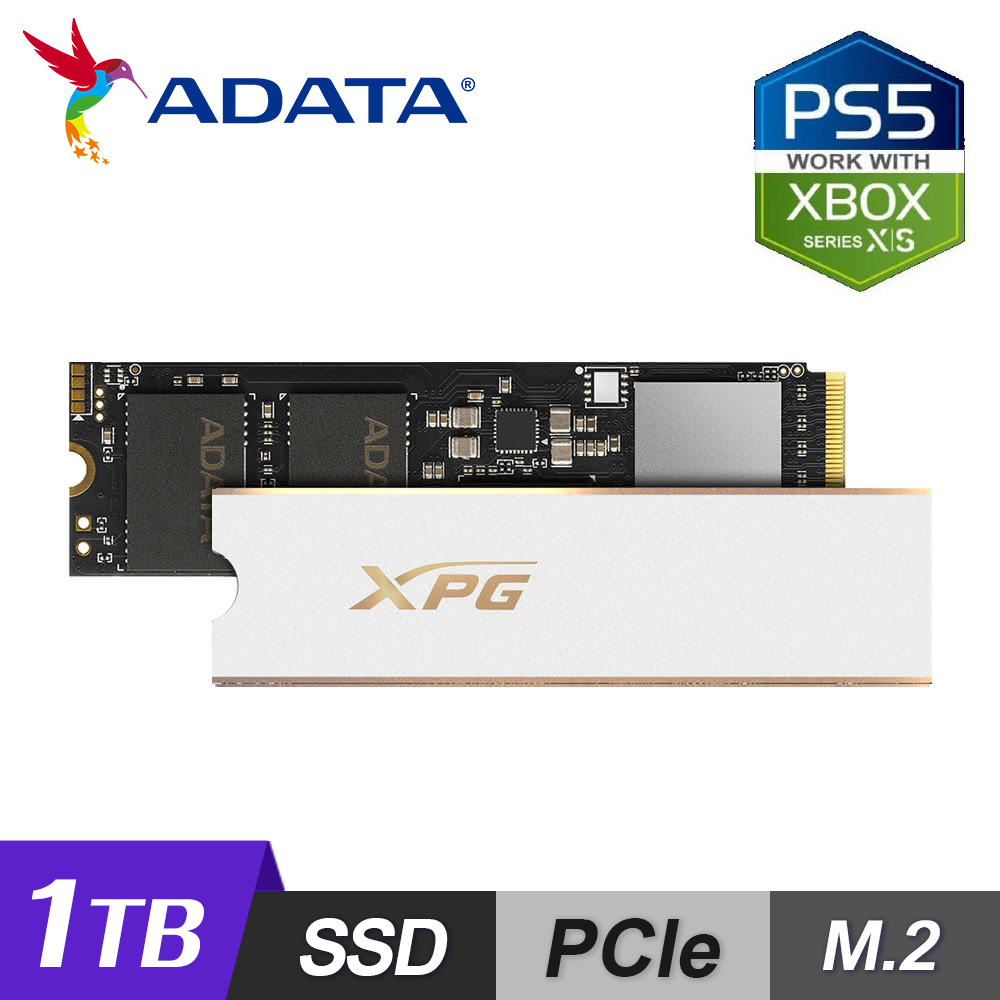 【ADATA 威剛】GAMMIX S70 PRO PCIe Gen4 x4 M.2 2280 1TB 固態硬碟 白色