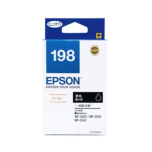 EPSON NO.198 高印量 XL 黑色墨水匣 (T198150)