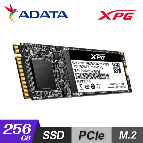 【ADATA 威剛】XPG SX6000 Lite 256GB M.2 2280 PCIe SSD 固態硬碟