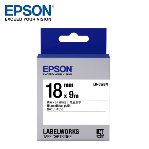 【EPSON】LK-5WBN S655401 標籤帶[一般系列]白底黑字18mm