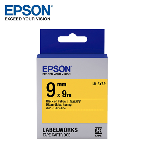 【EPSON】LK-3YBP S653404 標籤帶(粉彩系列)黃底黑字9mm