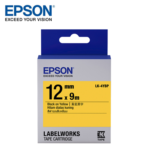 【EPSON】LK-4YBP S654404 標籤帶(粉彩系列)黃底黑字12mm