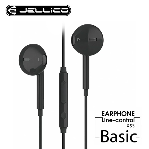 【JELLICO】X5S 入耳式音樂三鍵線控耳機-黑