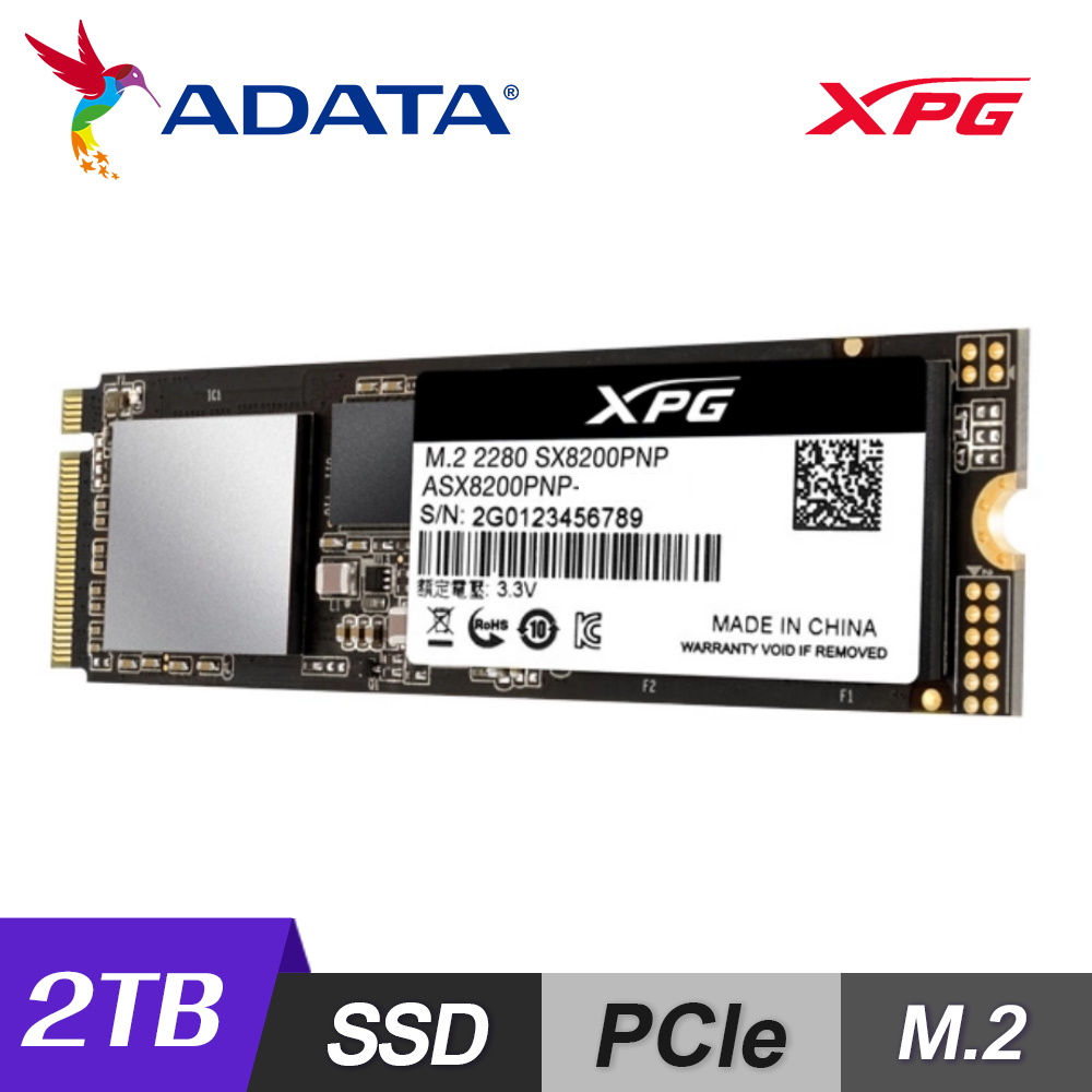 【ADATA 威剛】XPG SX8200 Pro 2T M.2 2280 PCIe SSD 固態硬碟