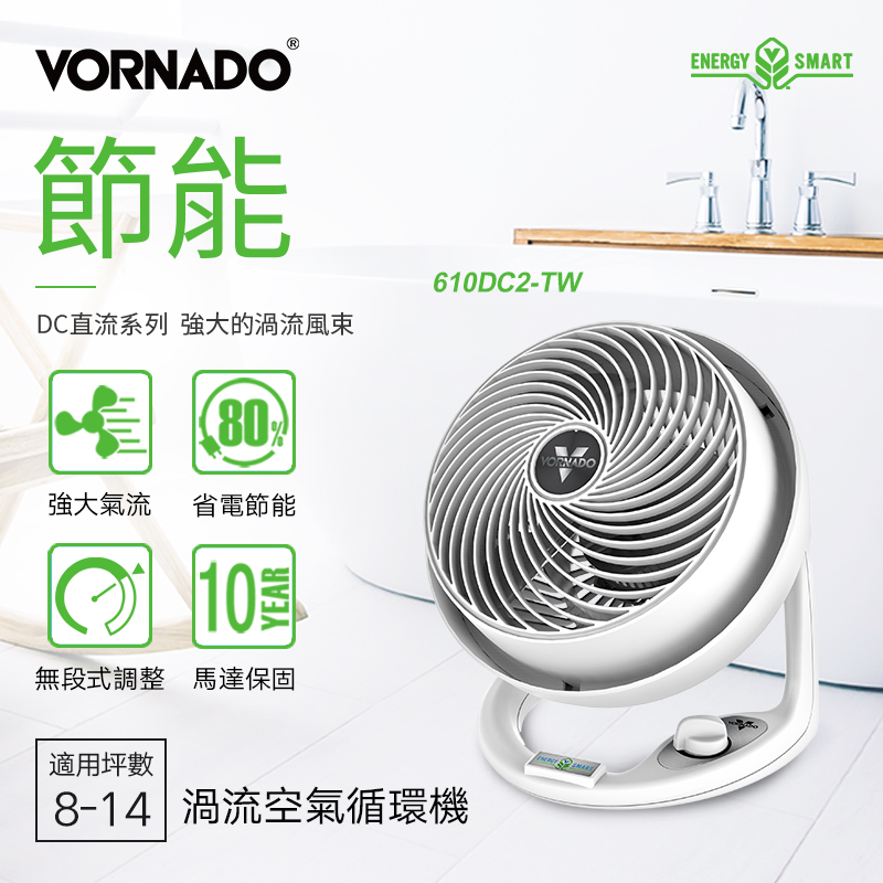 美國VORNADO沃拿多 DC直流渦流空氣循環機 循環扇 610DC2-TW 8-14 坪用