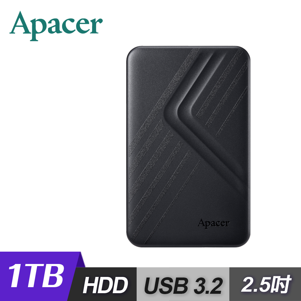 【Apacer 宇瞻】AC236 1TB USB3.2 Gen1 行動硬碟 風暴黑