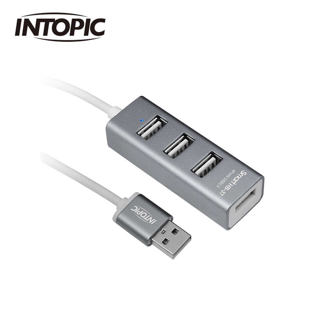 【INTOPIC 廣鼎】HB-37 USB 2.0鋁合金集線器-灰