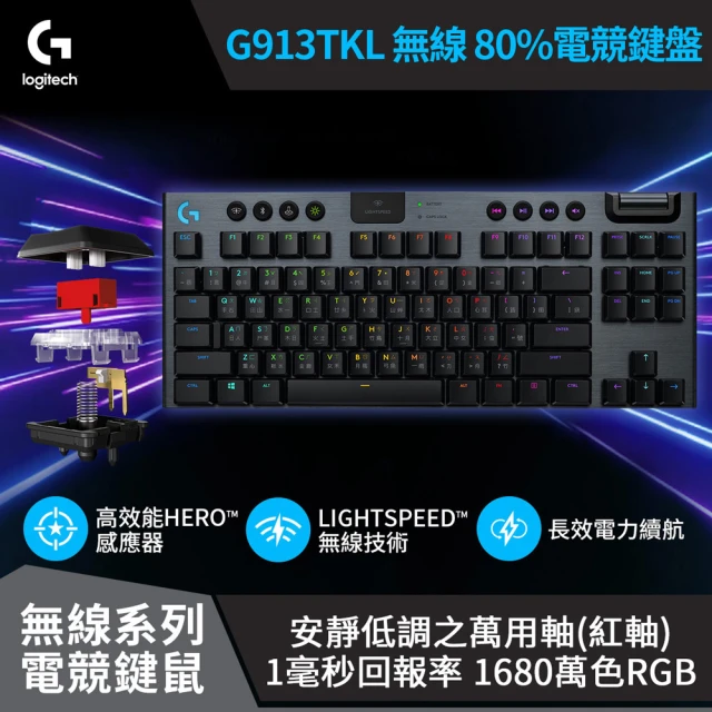 【Logitech 羅技】G913 TKL 無線 機械式遊戲鍵盤 (GL線性軸)