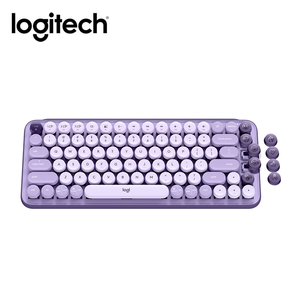 【Logitech 羅技】POP Keys 無線機械鍵盤 茶軸 / 星暮紫