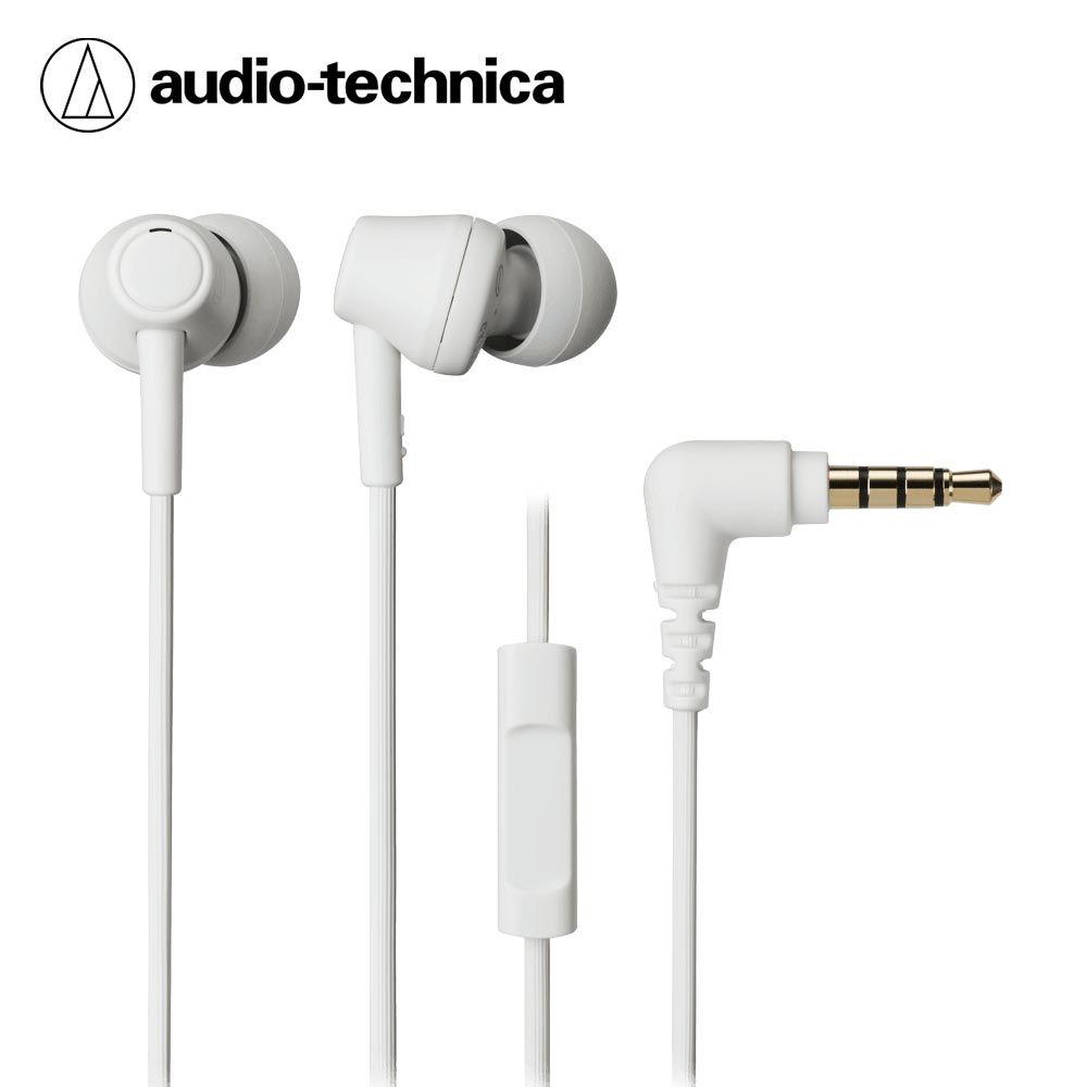【audio-technica 鐵三角】ATH-CK350XiS 耳道式耳麥-白