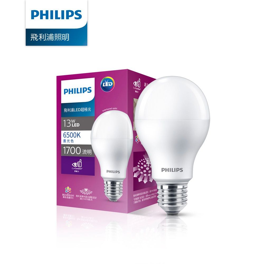 【Philips 飛利浦】超極光真彩版 13W/1700流明 LED燈泡-晝光色6500K (PL12N)