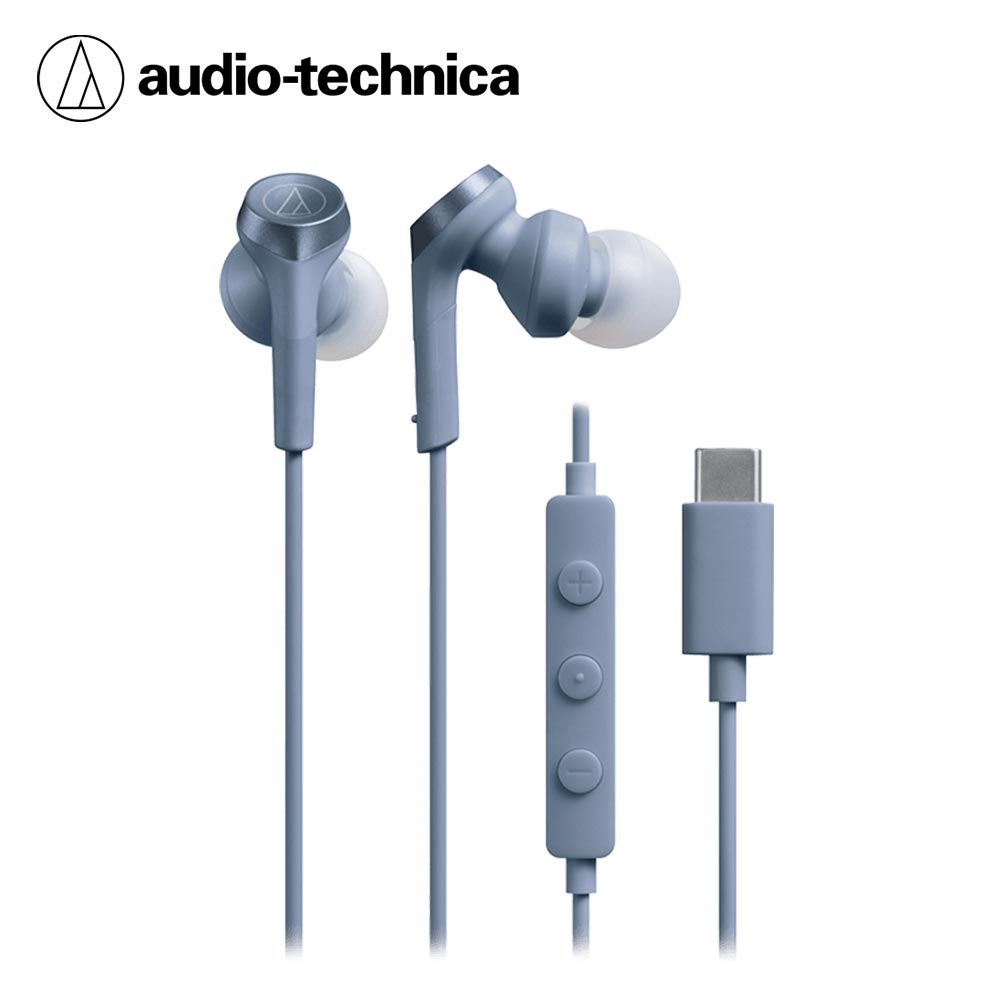【audio-technica 鐵三角】ATH-CKS330C Type-C用耳塞式耳機-藍