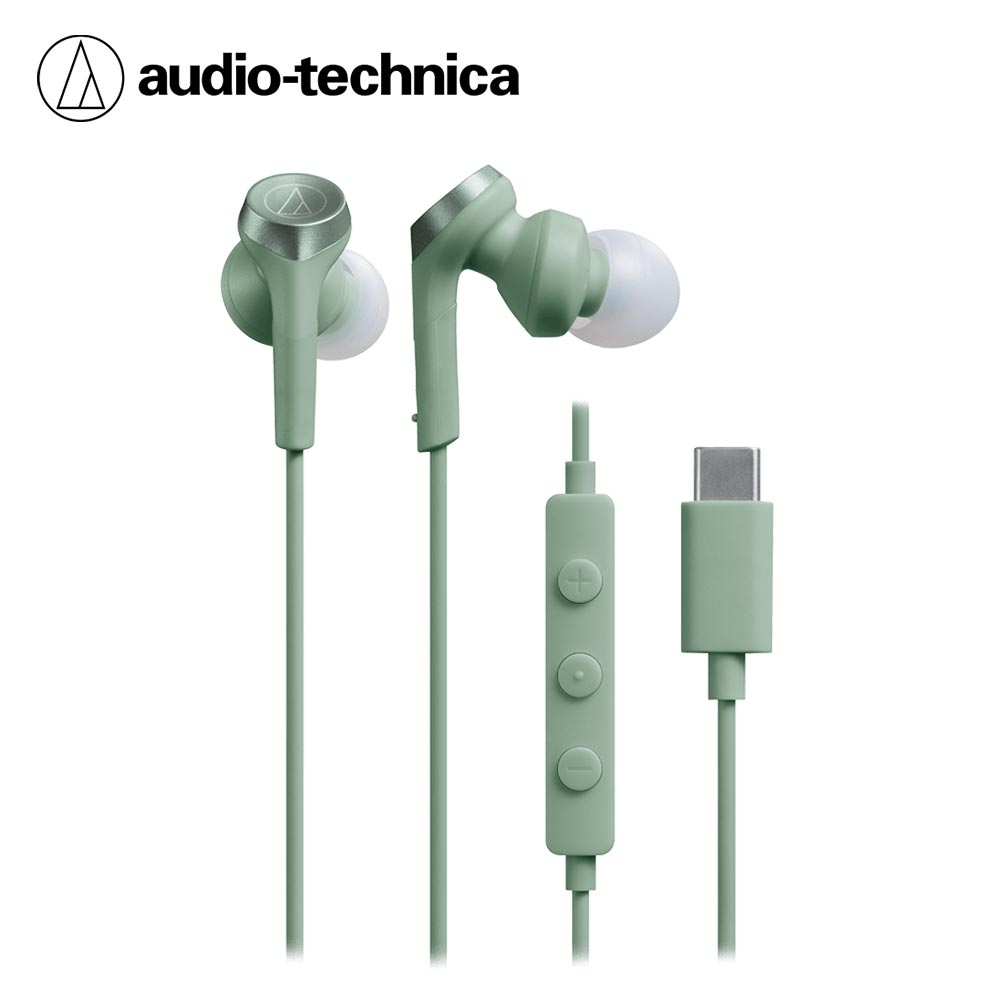 【audio-technica 鐵三角】ATH-CKS330C Type-C用耳塞式耳機-綠