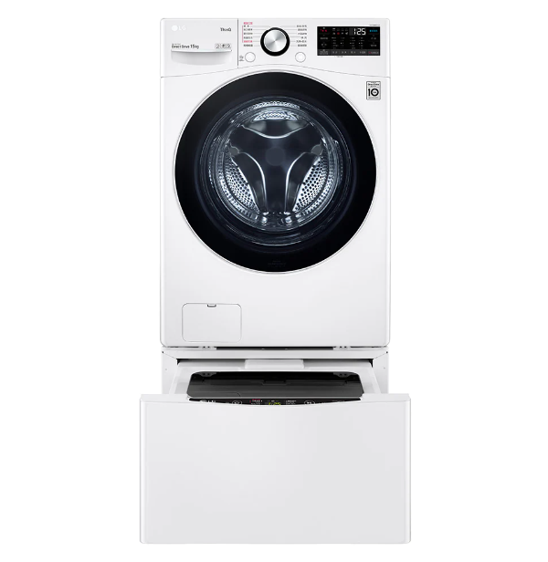 【LG】WiFi TWINWash 雙能洗(蒸洗脫烘)15公斤+2公斤 [WD-S15TBW+WT-SD200AHW冰磁白] 含基本安裝