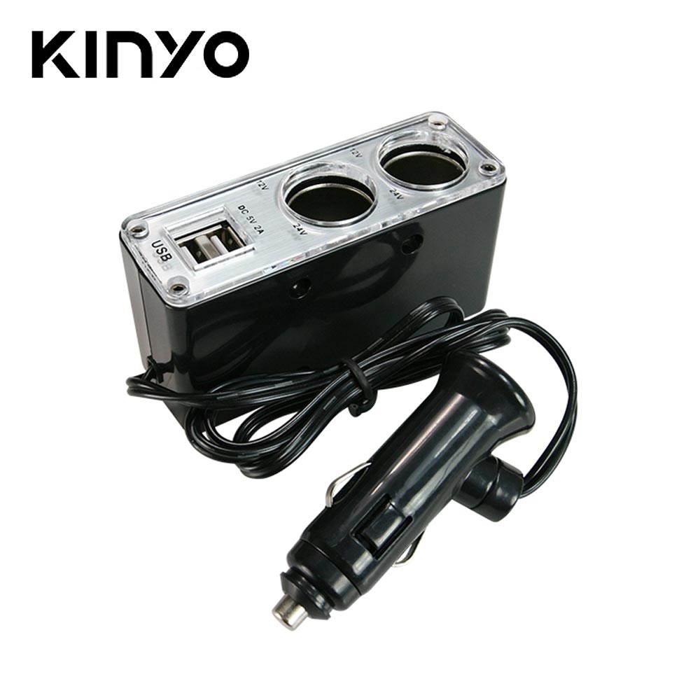 【KINYO 耐嘉】2孔車用點煙器+USB充電槽 CRU-15