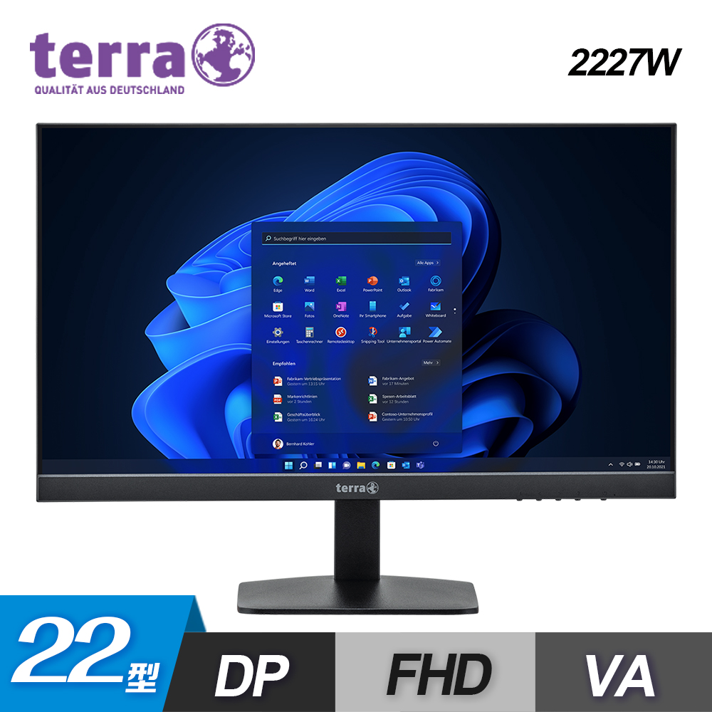 【terra 沃特曼】2227W 22型 抗藍光不閃屏螢幕
