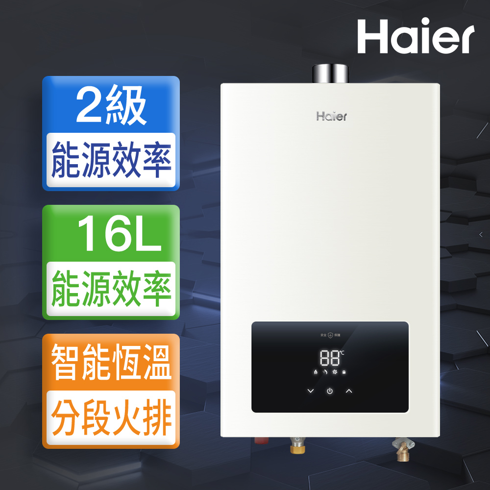 【Haier 海爾】16L智能恆溫強制排氣熱水器LPG基本安裝JSQ30-16E1（LPG/FE式）