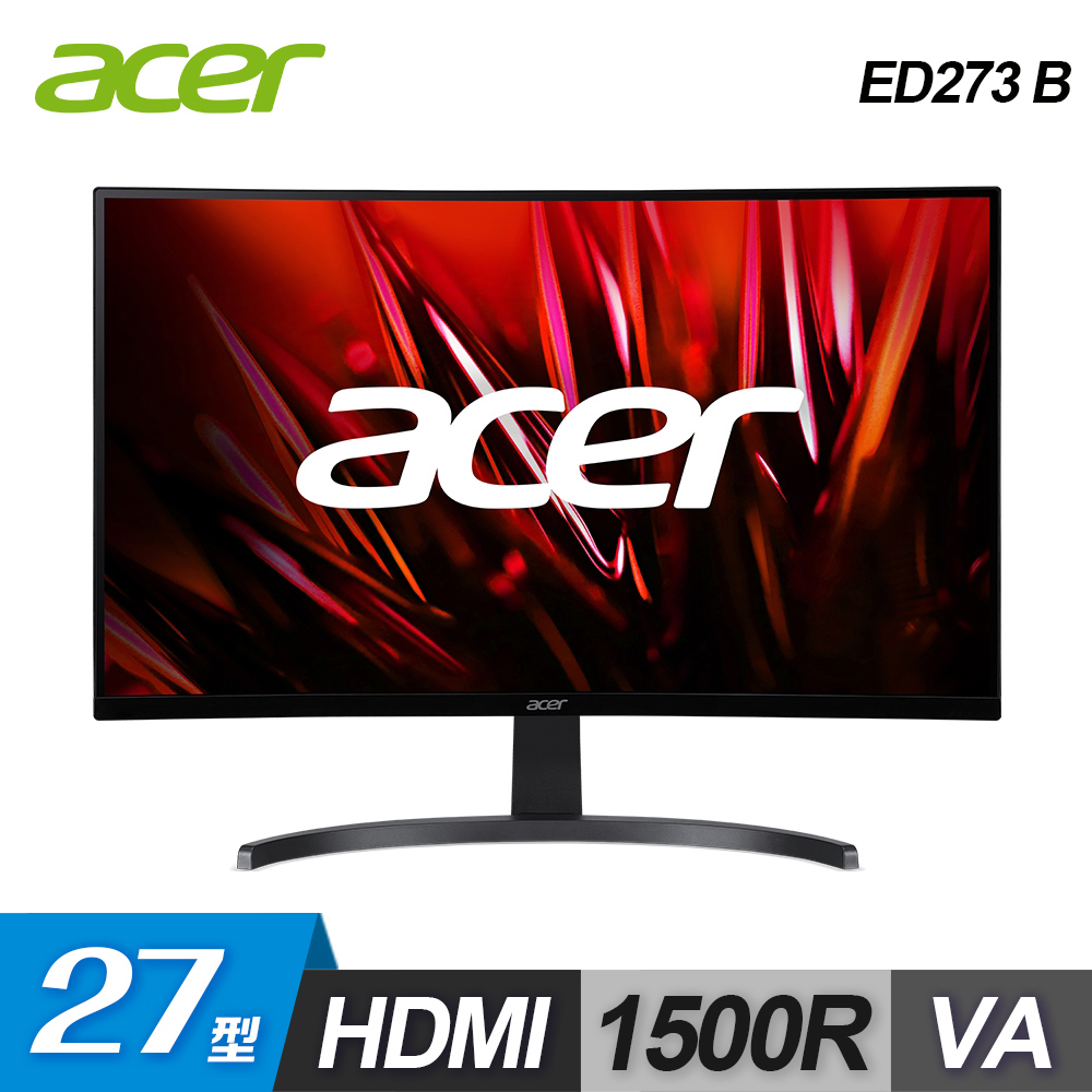 【Acer 宏碁】ED273 B 27型 VA 1500R 薄框曲面螢幕