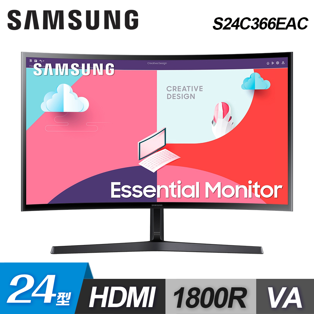 【SAMSUNG 三星】S24C366EAC 24型 1800R VA曲面螢幕