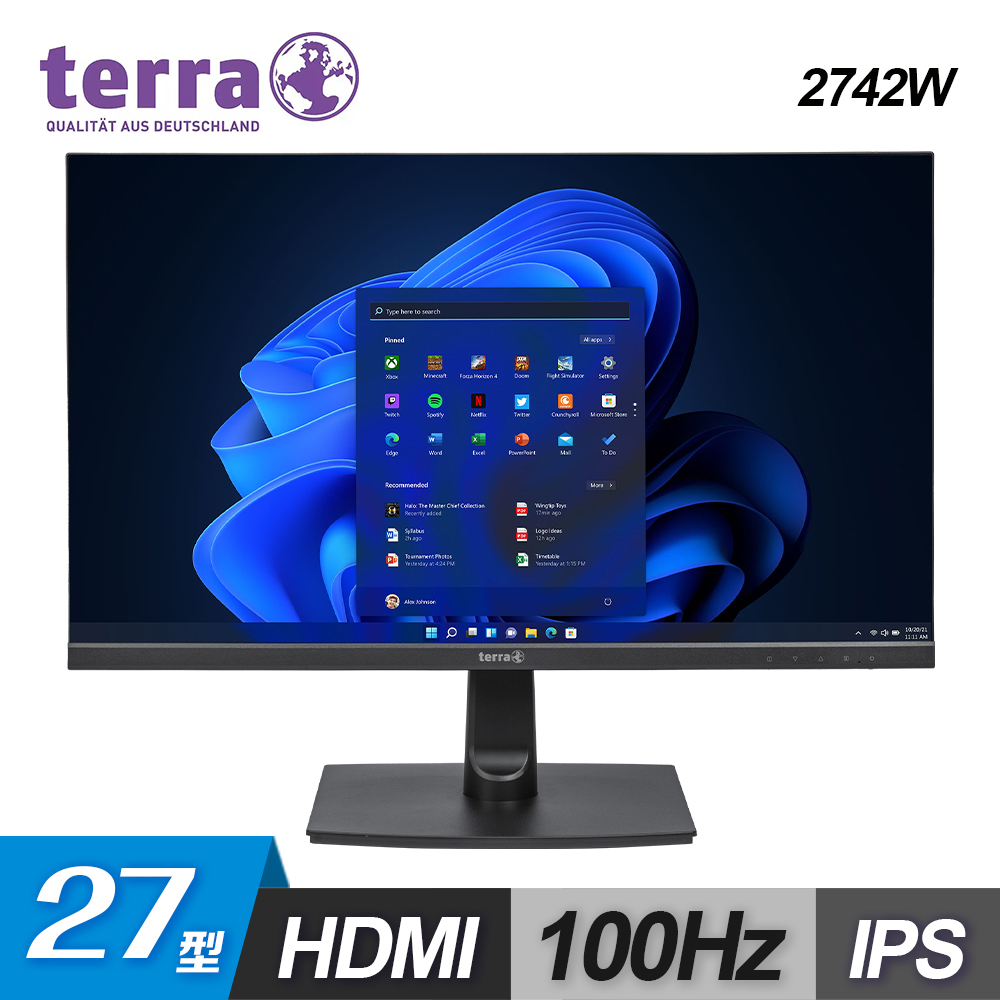 【terra 沃特曼】2742W 27型 IPS 不閃屏低藍光螢幕