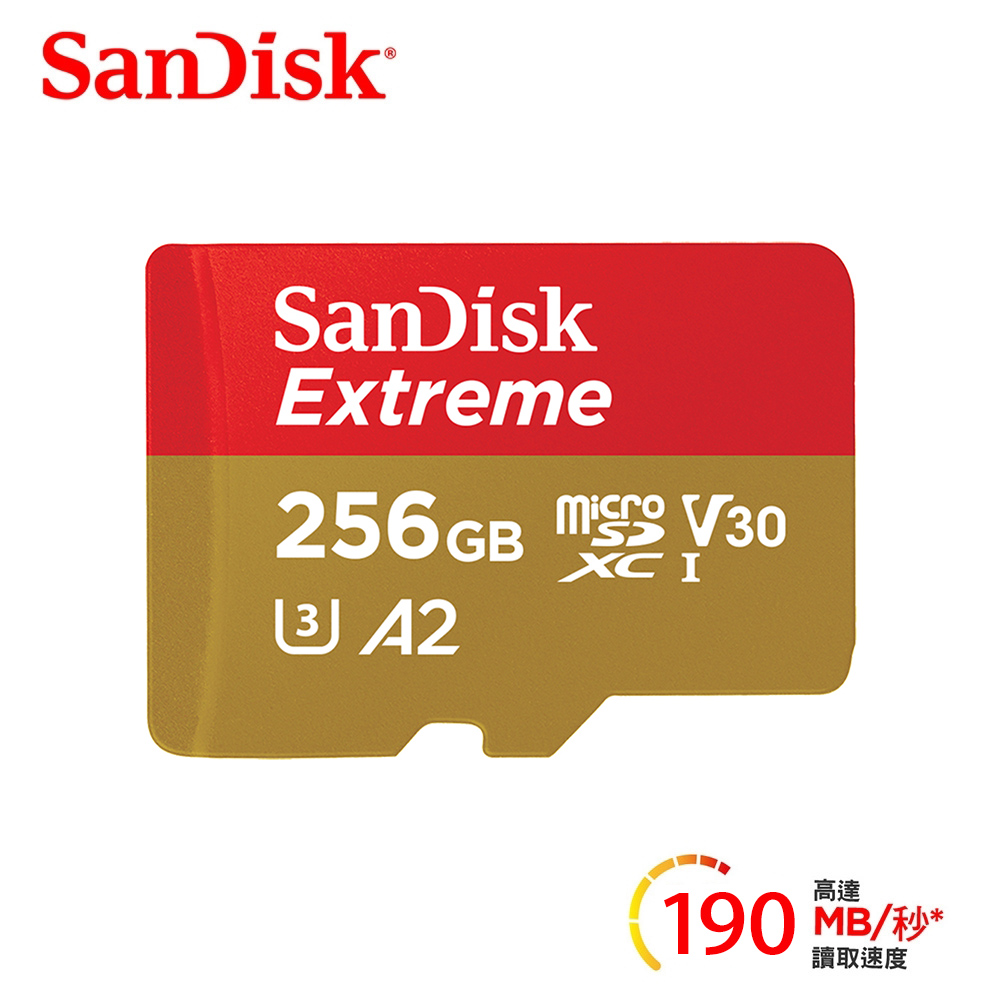 【sandisk】extreme microsdxc tf-r190 a2 256gb 記憶卡