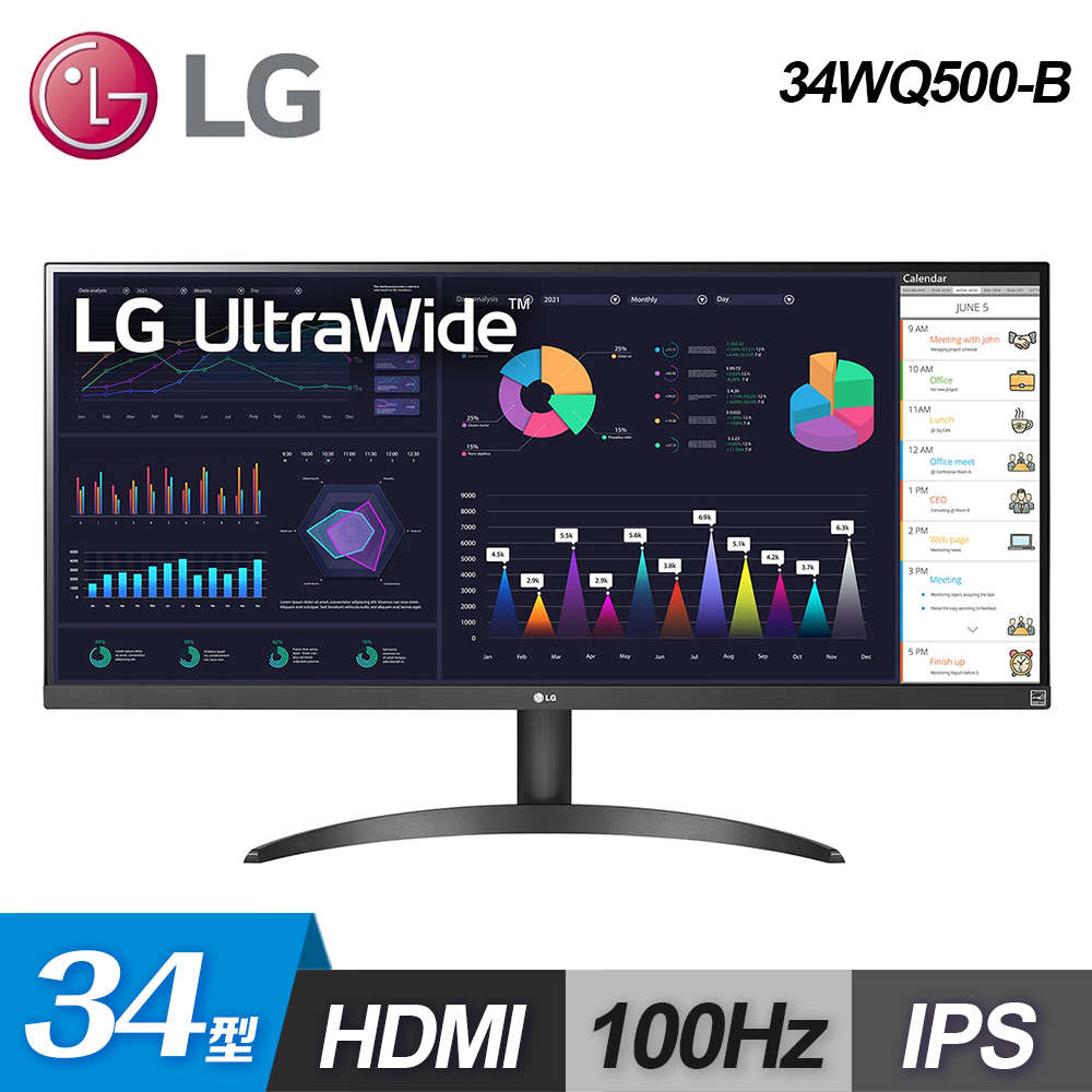 【LG 樂金】34型 UltraWide 34WQ500-B 智慧多工螢幕