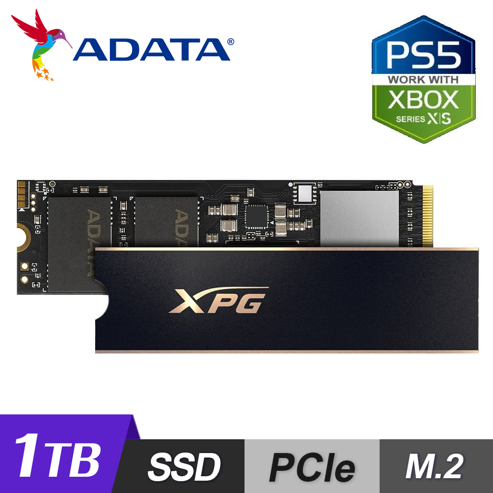 【ADATA 威剛】GAMMIX S70 PRO PCIe Gen4 x4 M.2 2280 1TB 固態硬碟 黑色