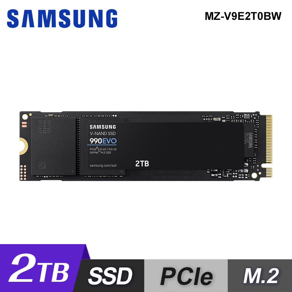 【SAMSUNG 三星】990 EVO 2TB PCIe 4.0 NVMe M.2 固態硬碟