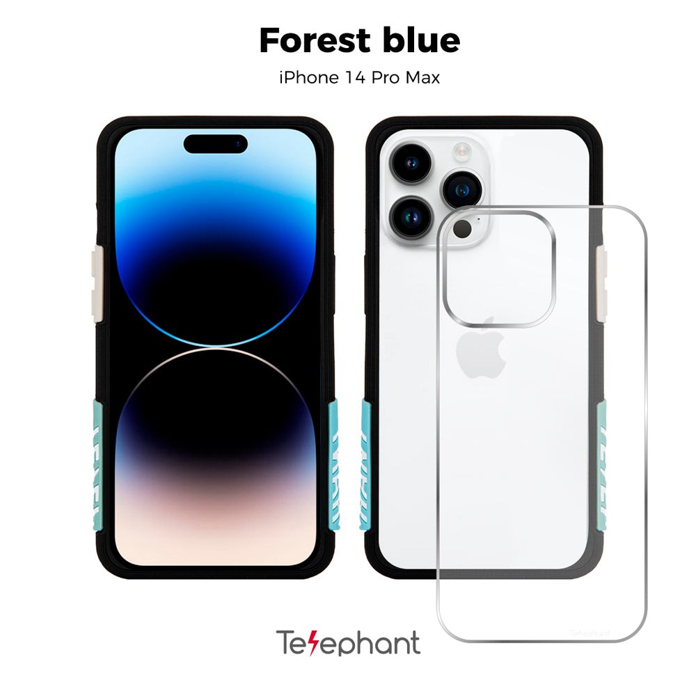 【Telephant 太樂芬】iPhone 14 Pro Max EPI 水波紋抗污防摔手機殼 黑森藍