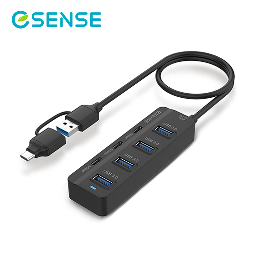 【ESENSE 逸盛】H743 4A+3C USB3.0集線器-黑