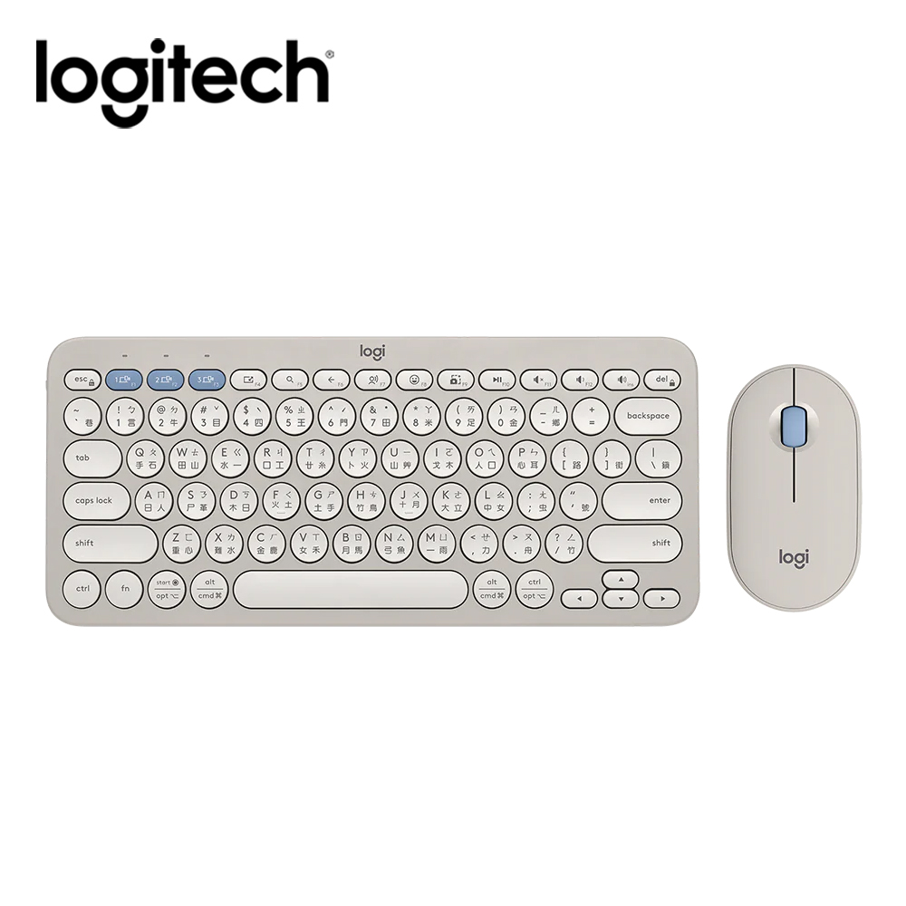 【Logitech 羅技】Pebble 2 Combo 無線藍牙鍵盤滑鼠組 迷霧灰