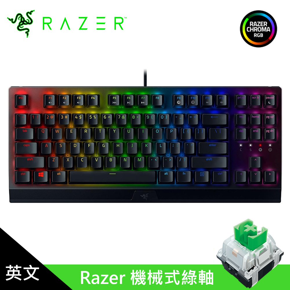 【Razer 雷蛇】黑寡婦 V3 TKL RGB 機械鍵盤｜英文/綠軸