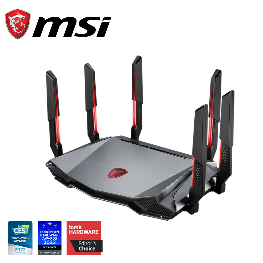 【MSI 微星】RadiX AXE6600 WiFi 6E 三頻電競路由器