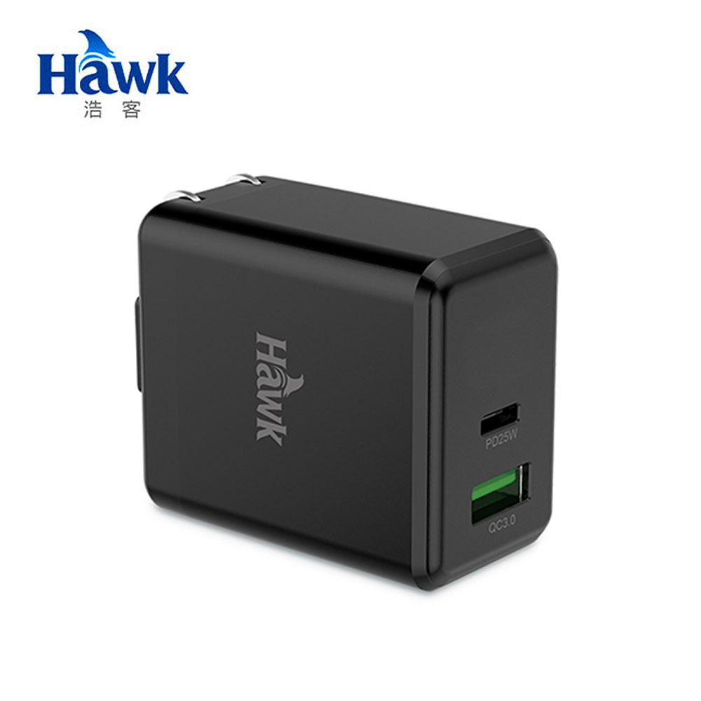 【Hawk 浩客】25W 高速PD電源供應器-黑