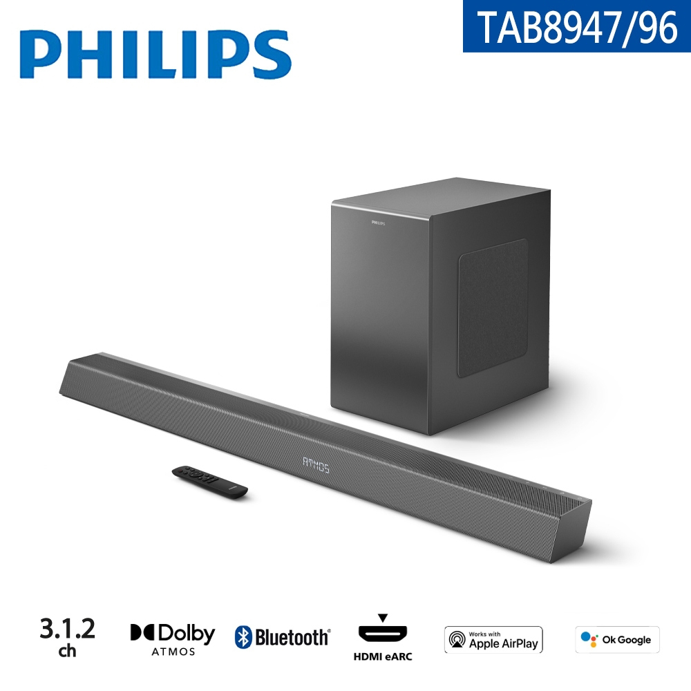 【Philips 飛利浦】TAB8947/96 聲霸 Soundbar 家庭劇院