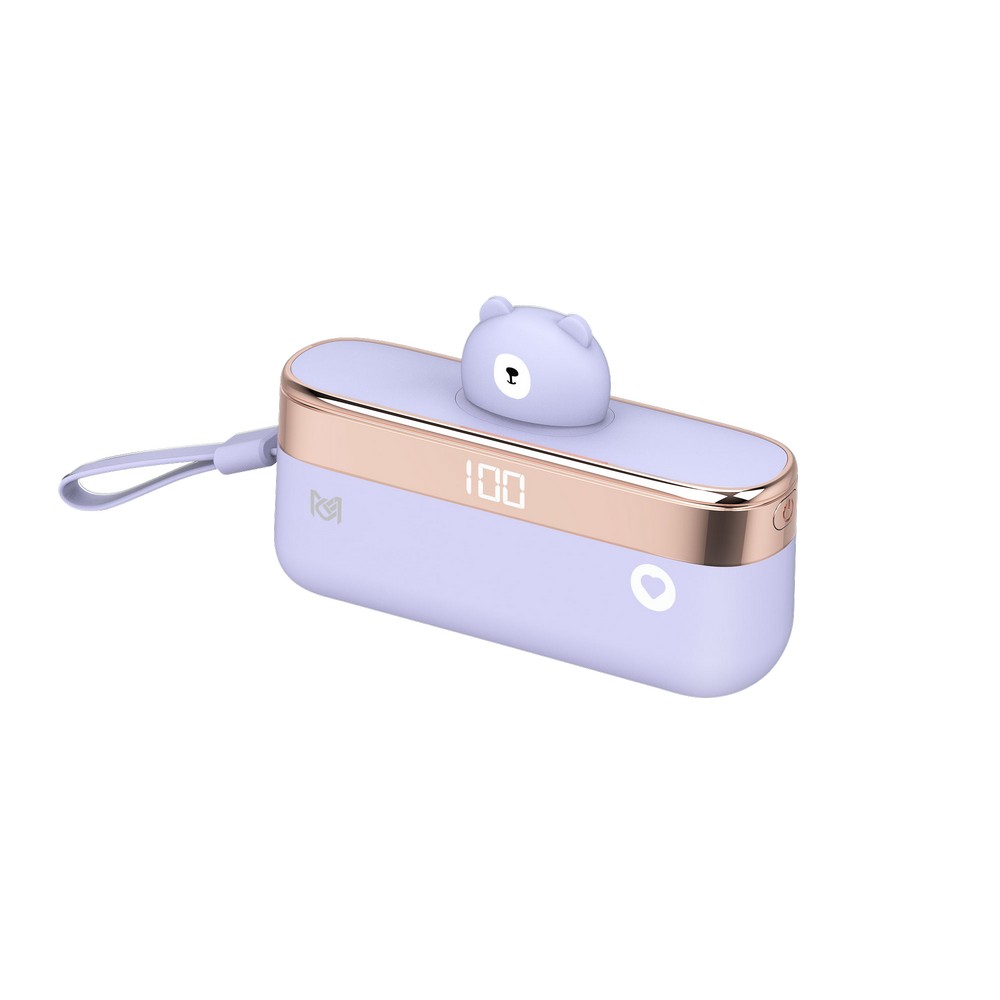 【MCK】Lightning 口袋迷你直插式行動電源 5000mah｜紫色小熊