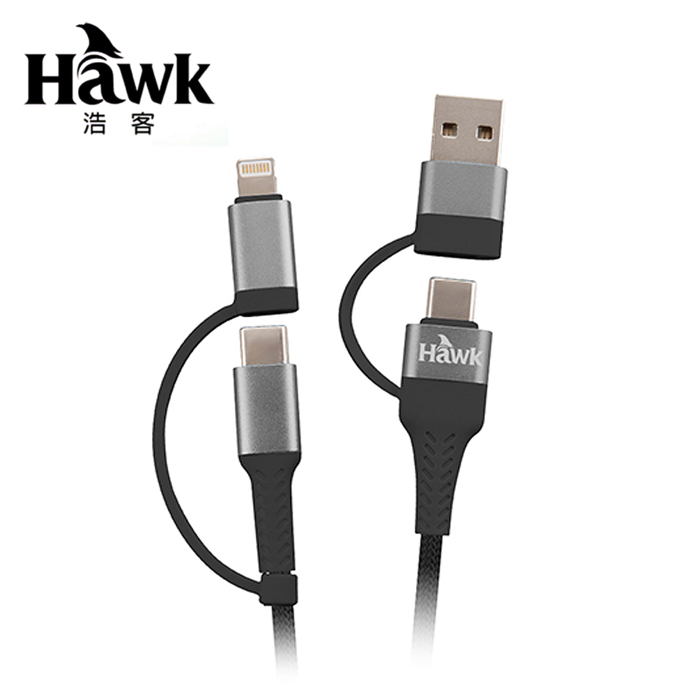 【Hawk 浩客】TYPE-C 四合一充電傳輸線-2M/黑