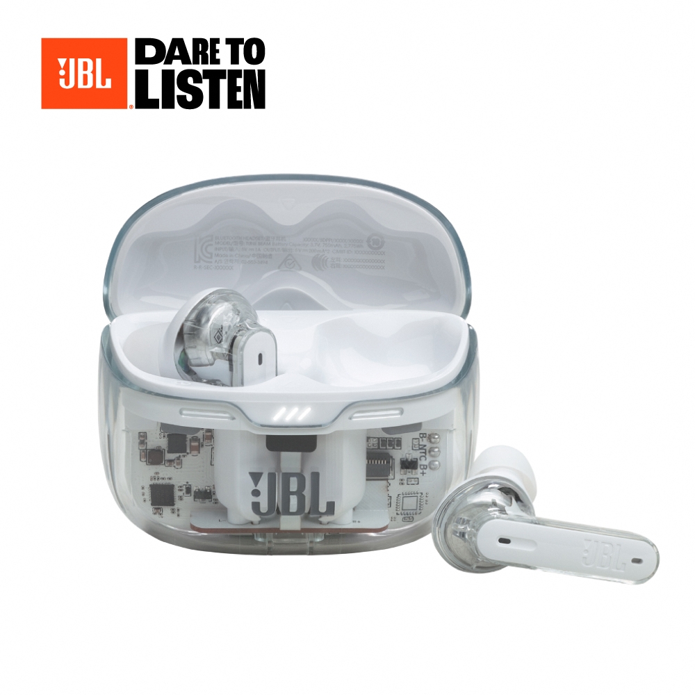 【JBL】Tune Beam Ghost 真無線降噪耳機 / 淨透白